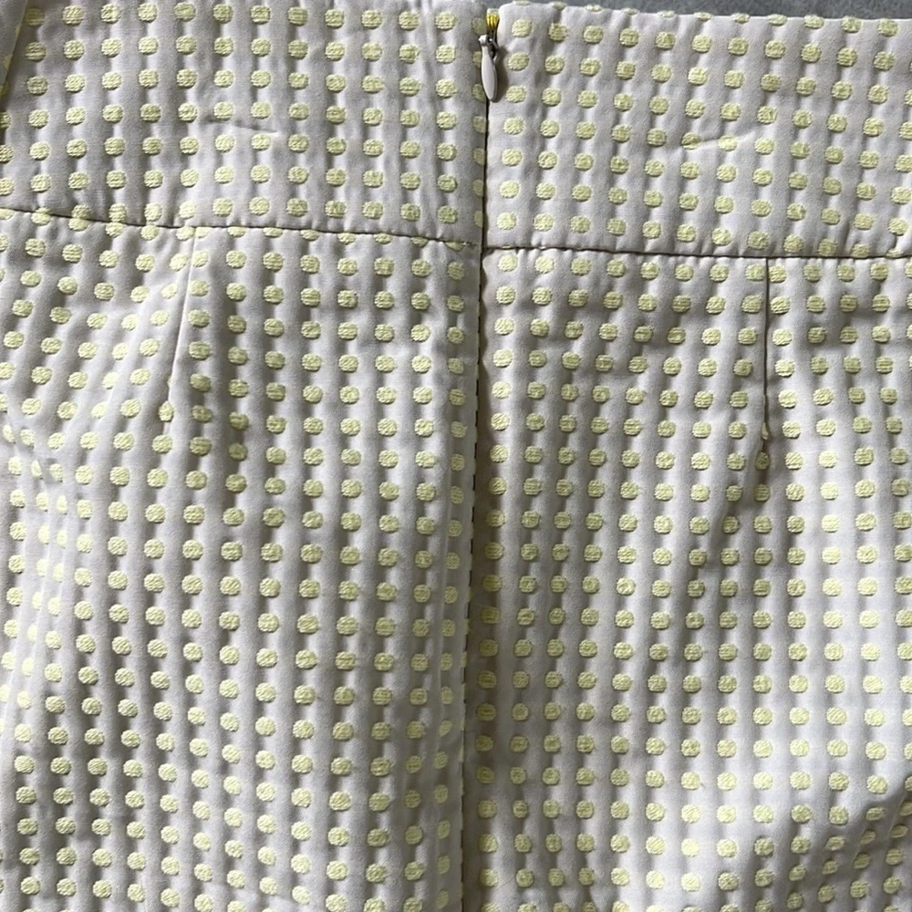 Loft  Mini skirt  Polkadots embroidered in yellow on cream background Lined Sz 4